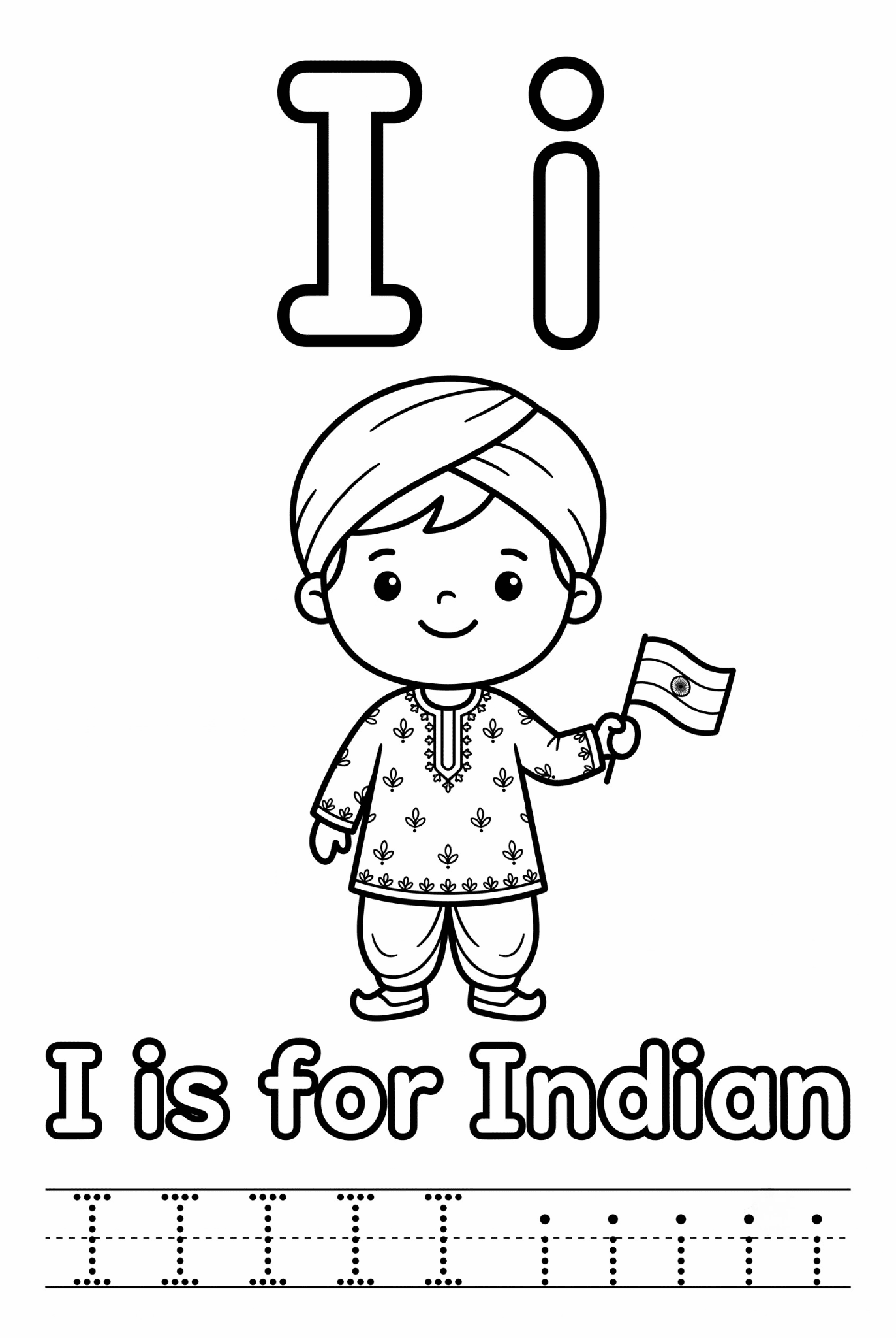 Free printable Alphabet I coloring pages for kids featuring uppercase and lowercase I with cute I words and illustrations for preschool and kindergarten learning.